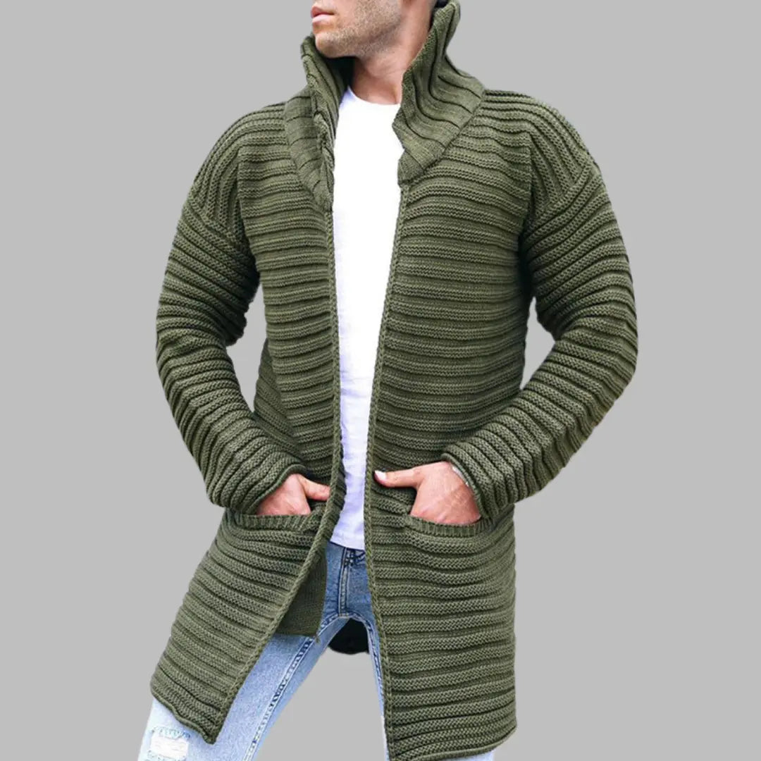 2024 autumn and winter new cardigan men's solid color high collar long sleeve knitted sweater jacket cross-border Amazon European and American sweaters  NowoczesnyPan