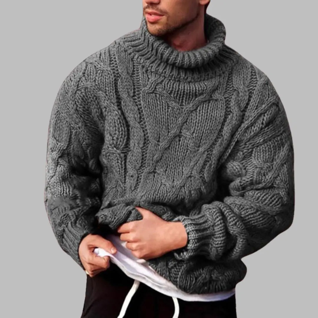 2024 Autumn and Winter Cross-border Foreign Trade European and American Fashion Casual Twist Flower Turtleneck Men's Sweater Men's Knitted Cardigan  NowoczesnyPan