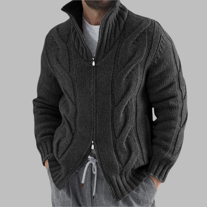 2024 Autumn and Winter New Turtleneck Cardigan European and American Style Zipper Long Sleeve Knitted Jacket Cross-border Men's Clothing  NowoczesnyPan