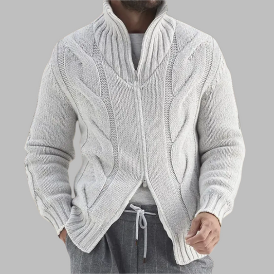 2024 Autumn and Winter New Turtleneck Cardigan European and American Style Zipper Long Sleeve Knitted Jacket Cross-border Men's Clothing  NowoczesnyPan