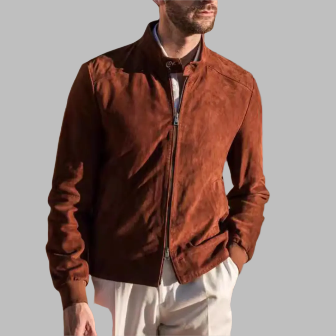 2024 Independent Station European and American Foreign Trade Cross-border New Men's Leisure Fashion Suede Solid Color Jacket Men's Windbreaker  NowoczesnyPan