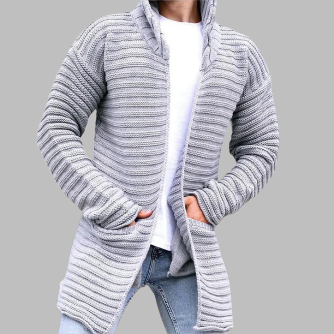 2024 autumn and winter new cardigan men's solid color high collar long sleeve knitted sweater jacket cross-border Amazon European and American sweaters  NowoczesnyPan