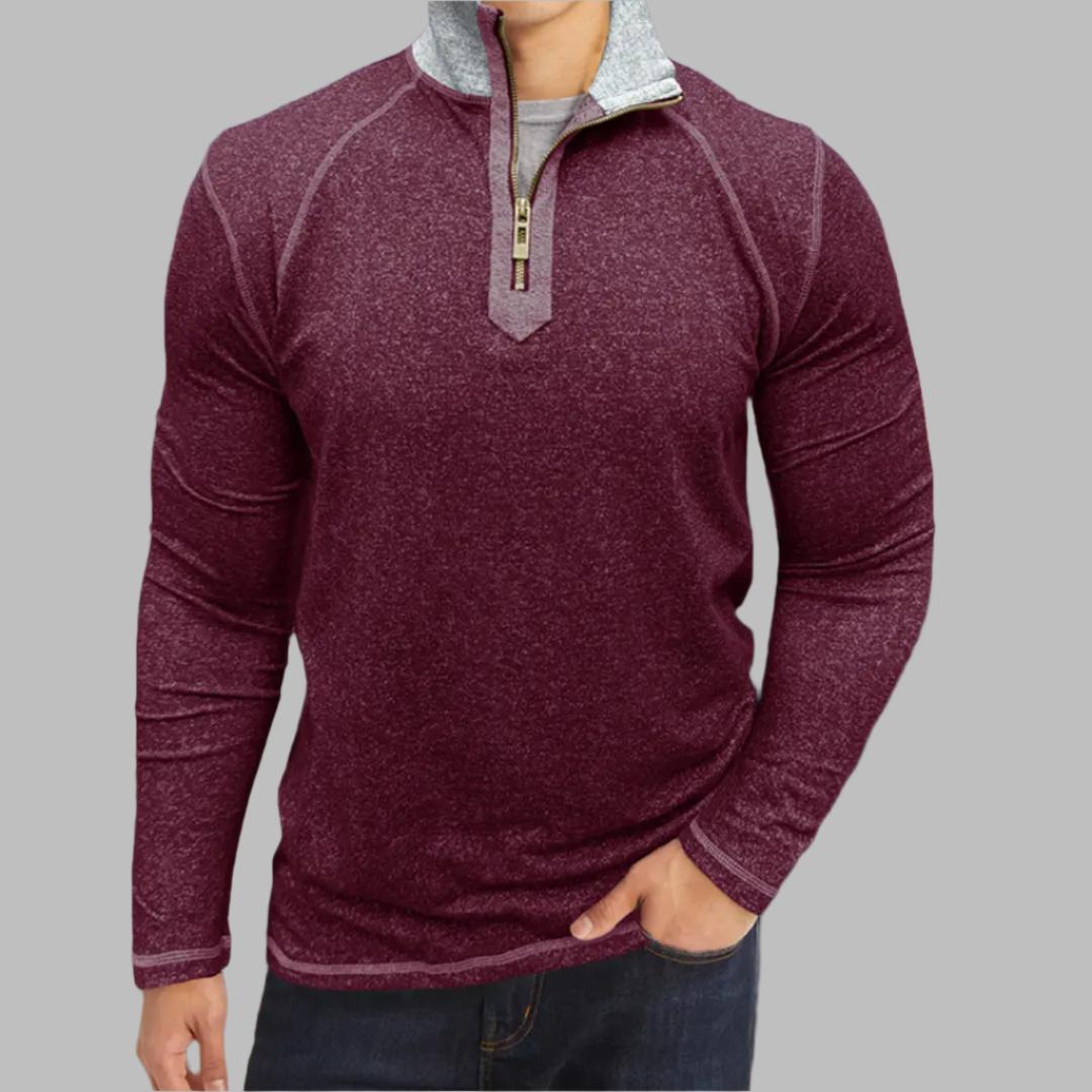 2024 Autumn and Winter Cross-border Men's Slim Long Sleeve Sweatshirt European and American Men's Henry Shirt Foreign Trade Zipper Pullover Top  NowoczesnyPan