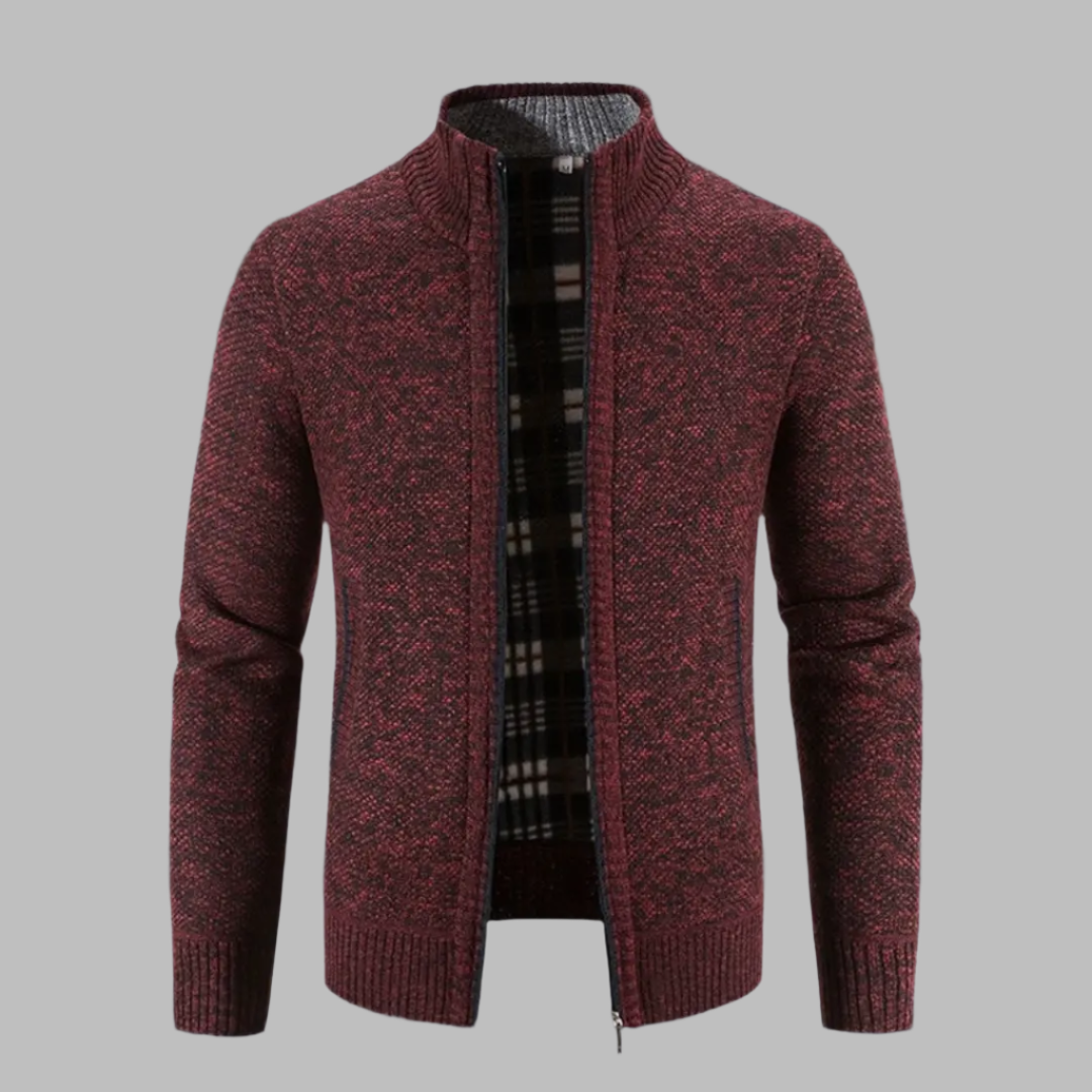 2023 autumn and winter new velvet thickened large size foreign trade men's sweater stand collar cardigan sweater slim jacket men  NowoczesnyPan