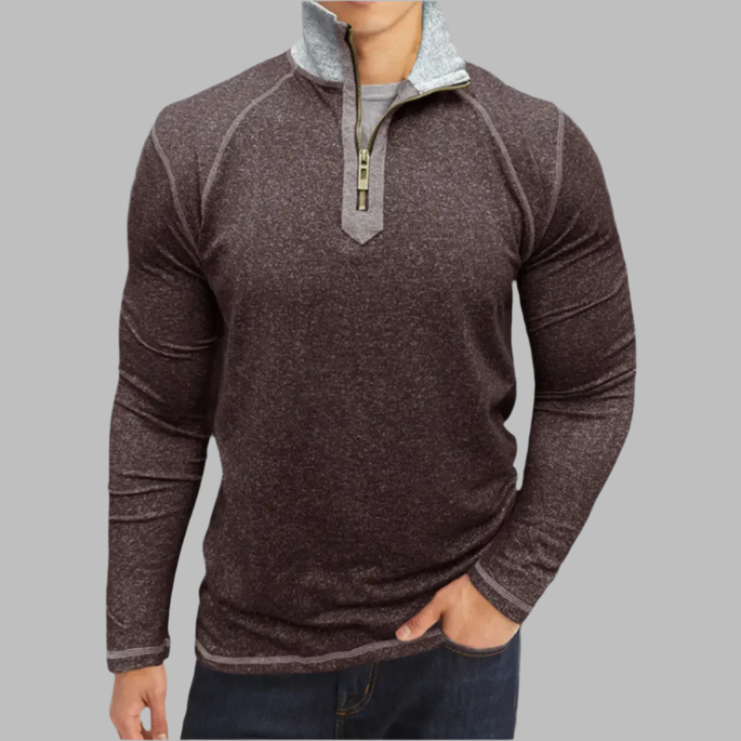 2024 Autumn and Winter Cross-border Men's Slim Long Sleeve Sweatshirt European and American Men's Henry Shirt Foreign Trade Zipper Pullover Top  NowoczesnyPan