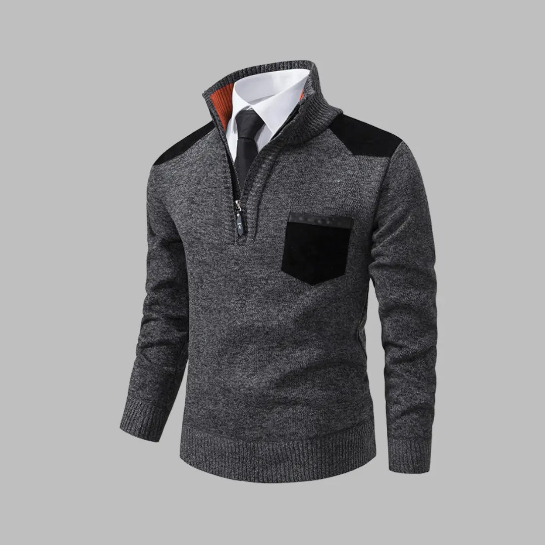 Foreign trade 2024 autumn and winter new cross-border men's clothing zipper stand collar pullover sweater men's casual thick sweater men  NowoczesnyPan