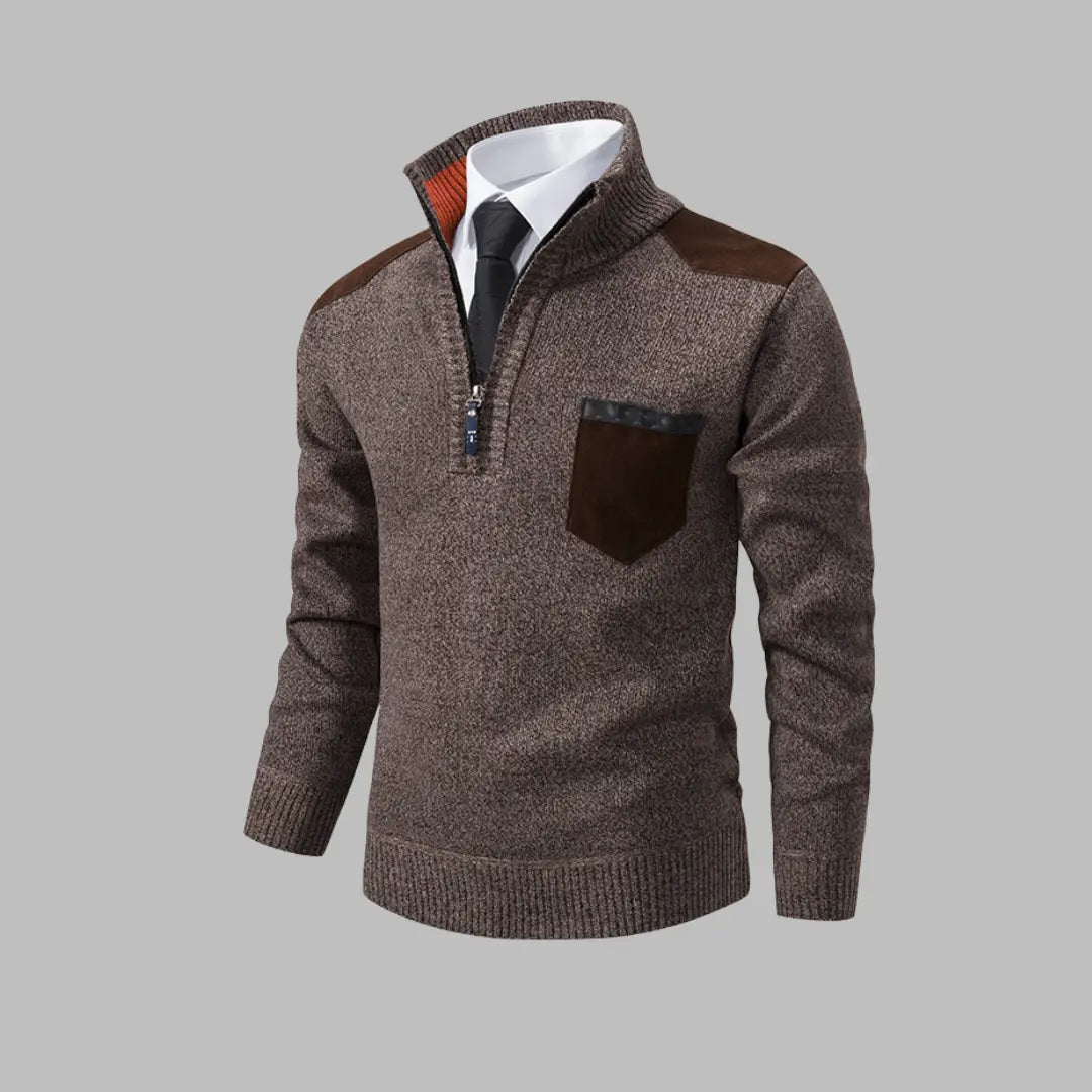 Foreign trade 2024 autumn and winter new cross-border men's clothing zipper stand collar pullover sweater men's casual thick sweater men  NowoczesnyPan