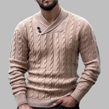 Foreign trade cross-border men's clothing European and American spring and autumn thin knitted sweater top lapel classic twisted pullover sweater SY0024  NowoczesnyPan