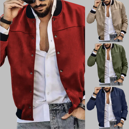 24 Amazon autumn and winter suede stand collar men's button cardigan jacket cross-border casual retro American jacket men  NowoczesnyPan