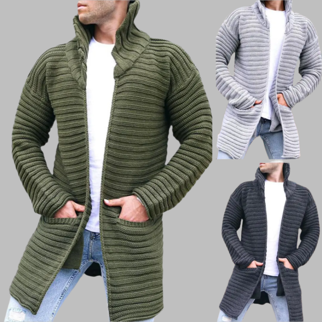 2024 autumn and winter new cardigan men's solid color high collar long sleeve knitted sweater jacket cross-border Amazon European and American sweaters  NowoczesnyPan