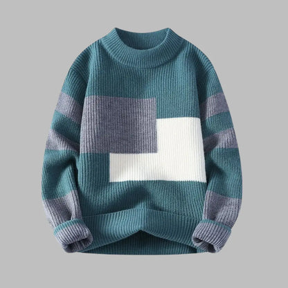 Sweter męski patchwork z warkoczami  NowoczesnyPan