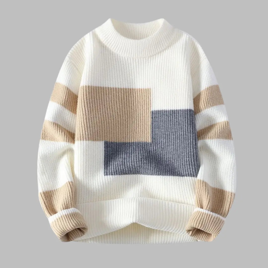 Sweter męski patchwork z warkoczami  NowoczesnyPan