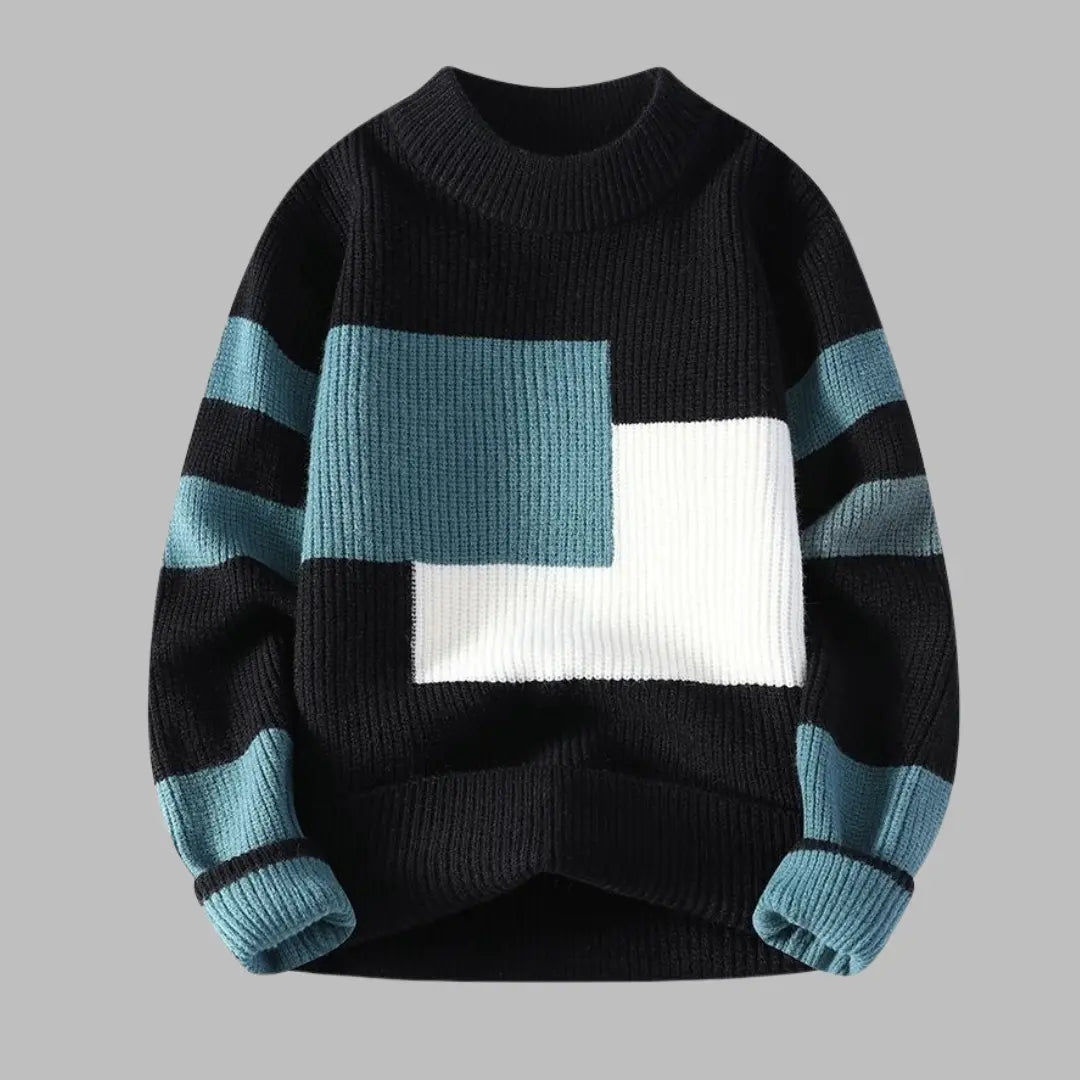 Sweter męski patchwork z warkoczami  NowoczesnyPan