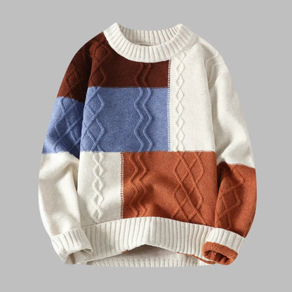 Zimowy sweter w stylu patchwork  NowoczesnyPan