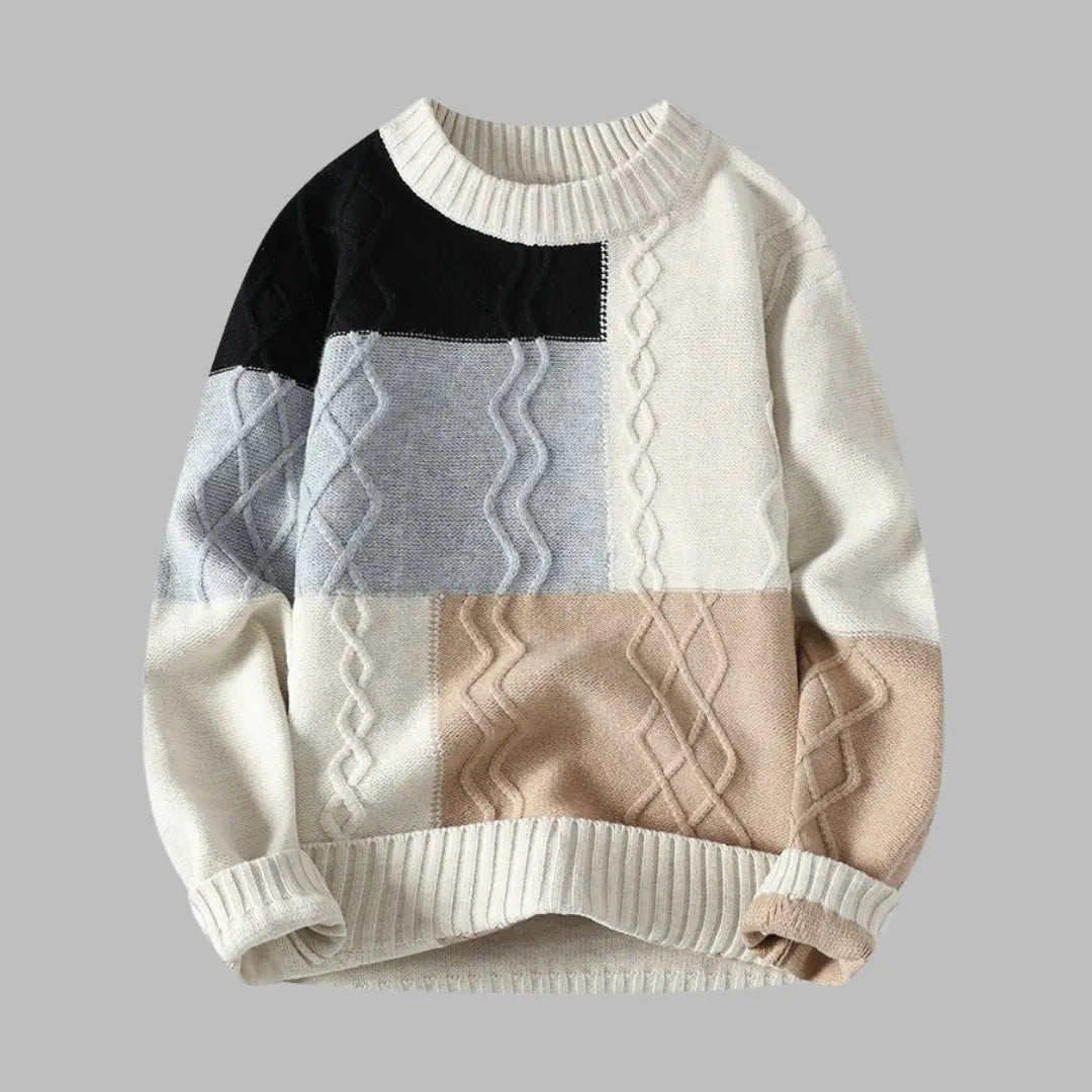 Zimowy sweter w stylu patchwork  NowoczesnyPan